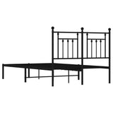 Bed Frame Black Powder-Coated Steel Double Bed Frame 353535