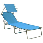 ZNTS Folding Sun Lounger with Canopy Blue Aluminium 310362