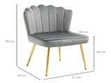Velvet-Feel Shell Accent Chair - Grey T3398P343000