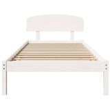 Bed Frame with Headboard White 90 x 200 cm Solid Pine Wood 872081