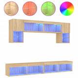 6 Piece TV Wall Units with LED Sonoma Oak Engineered Wood 3216706