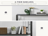 Industrial Console Table with Storage Shelf, Narrow Hallway Dressing Desk with Metal Frame for T3398P328321