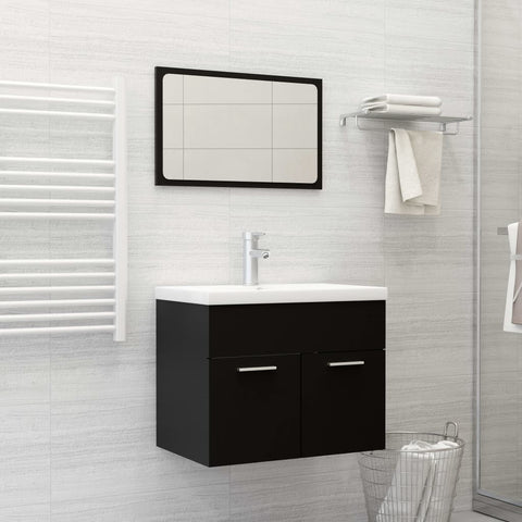 ZNTS Bathroom Furniture Set Black Engineered Wood 3071316