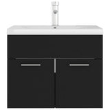 Sink Cabinet with Built-in Basin Black Engineered Wood 3071271