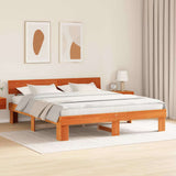 Bed Frame with Headboard Wax Brown 200 x 200 cm Solid Pine Wood 3382291