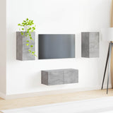 TV Cabinet Set Wall-mounted 2 pcs Concrete Grey Engineered Wood 3408964