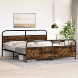 Metal Bed Frame without Mattress Smoked Oak 200x200 cm 3318642