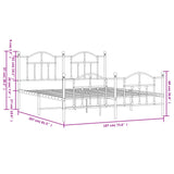 Metal Bed Frame without Mattress with Footboard White 180x200cm 353510