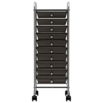 10-Drawer Mobile Storage Trolley Black Plastic 320402