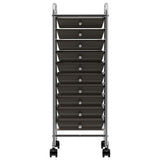 10-Drawer Mobile Storage Trolley Black Plastic 320402