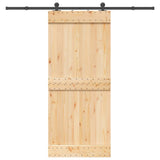 Sliding Door with Hardware Set 90x210 cm Solid Wood Pine 3332673