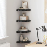 Floating Corner Shelves 4 pcs High Gloss Black 25x25x3.8 cm MDF 323891