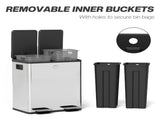 40L Dual Compartment Stainless Steel Bin, with Deodoriser Holders - Silver Tone T3398P344261