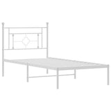 Metal Bed Frame without Mattress with Headboard White 100x200cm 374383
