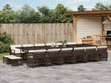 17 Piece Garden Dining Set with Cushions Brown Poly Rattan 3210825