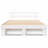 Bed Frame with Headboard White 160 x 200 cm Solid Pine Wood 872477