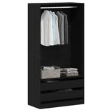 Wardrobe with Shelf Black Oak 100 x 50 x 200 cm Engineered Wood 3329299