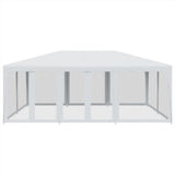 Party Tent with 10 Mesh Sidewalls White 6x4 m HDPE 4010066