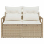 Garden Sofa with Cushion Beige 120 x 62 x 69cm Poly Rattan 42006766