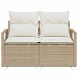 Garden Sofa with Cushion Beige 120 x 62 x 69cm Poly Rattan 42006766