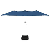 Double-Head Garden Parasol with LEDs Azure Blue 449x265 cm 362960