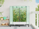 Garden Planter with Greenhouse Cover&Wheels 2 pcs White PP 3422978