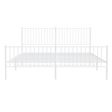 Metal Bed Frame without Mattress with Footboard White 183x213cm 350954