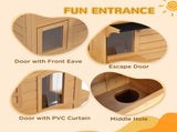2-story Cat House Outdoor, Weatherproof Wooden Cat Enclosure for Feral Cats with Escape Door, T3398P349857