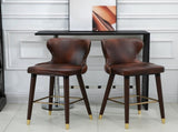 Bar Set of 2, PU Leather Vintage Counter-Height Bar Chair, Luxury European Style Kitchen T3398P328162