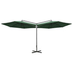 ZNTS Double Garden Parasol with Steel Pole Green 600 cm 312562