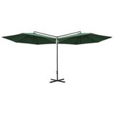 ZNTS Double Garden Parasol with Steel Pole Green 600 cm 312562