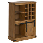 ZNTS Wine Cabinet HALDEN with Wine Racks and Sliding Door Pine 4018445