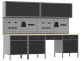 Work Cabinet with Drawer 10 pcs Black Engineered Wood and Steel 3321470