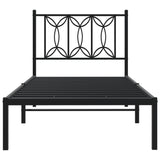 Metal Bed Frame without Mattress with Headboard Black 80x200cm 376119