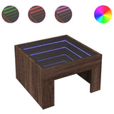 Coffee Table with Infinity LED Brown Oak 50x50x30 cm 847608