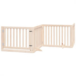 Dog Gate with Door Foldable 8 Panels 640 cm Poplar Wood 3155666