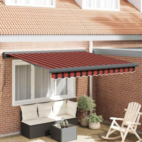 Retractable Awning Orange and Brown 3x2.5 m Fabric and Aluminium 3154566