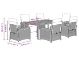 7 Piece Garden Dining Set with Cushions Black Poly Rattan 3212478