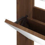 Shoe Cabinet with Mirror 3-Layer Brown Oak 63x17x102.5 cm 342640