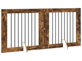 Foldable Dog Gate with Stands 2 pcs Smoked Oak 160.5 cm 892039