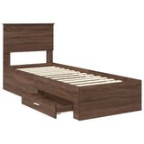 Bed Frame Brown Oak and Silver 75 x 190 cm Engineered Wood 3410964