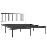 Metal Bed Frame without Mattress with Headboard Black 140x200cm 350865