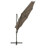 ZNTS Cantilever Garden Parasol with Pole and LED Lights Taupe 300 cm 312339