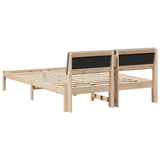 Bed frame Brown and taupe 140 x 190 cm Solid pine wood 878687