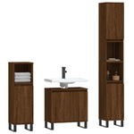 ZNTS 3 Piece Bathroom Cabinet Set Brown Oak Engineered Wood 3187804