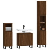 ZNTS 3 Piece Bathroom Cabinet Set Brown Oak Engineered Wood 3187804