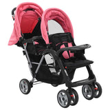 Tandem Stroller Pink and Black Steel 10157