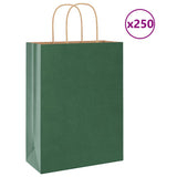 Paper Bags 250 pcs with Handles Green 26x12x35 cm 4101730