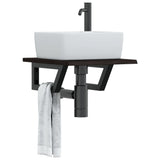 Basin Shelf Wall Mounted Steel and Solid Wood Oak 3302575