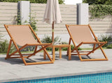 Folding Beach Chairs 2 pcs Taupe Fabric and Solid Wood 3214499